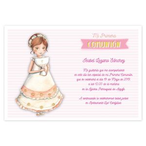 20 Invitaciones Primera Comunión + Sobre Rosa 413986