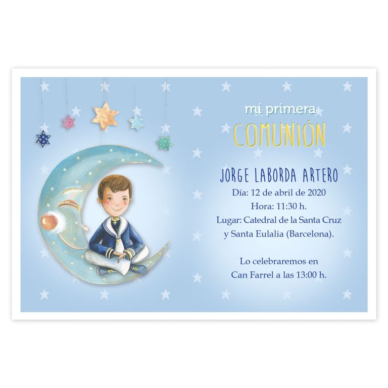 20 Invitaciones Primera Comunión + Sobre Azul 413023