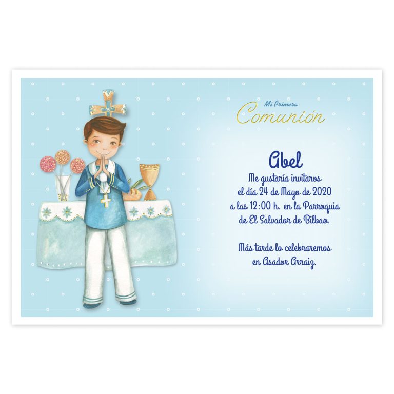 20 Invitaciones Primera Comunión + Sobre Azul 413025