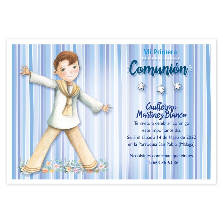 Pack Bolsa 20 Invitaciones + Sobre Azul 413211