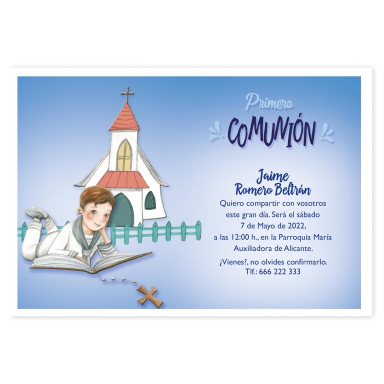 20 Invitaciones Primera Comunión + Sobre Azul 413213