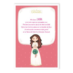 20 Invitaciones Primera Comunión + Sobre Rosa 413856