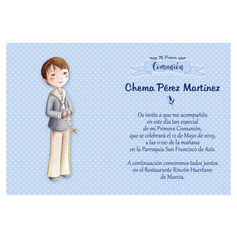 20 Invitaciones Primera Comunión + Sobre Azul 413841