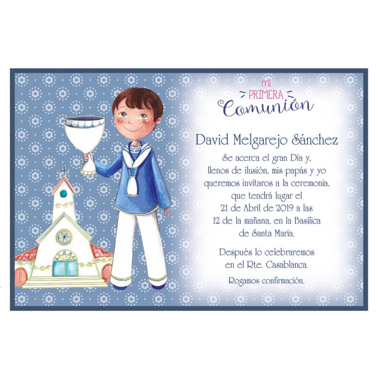 20 Invitaciones Primera Comunión + Sobre Azul 413843