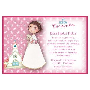 20 Invitaciones Primera Comunión + Sobre Rosa 413844