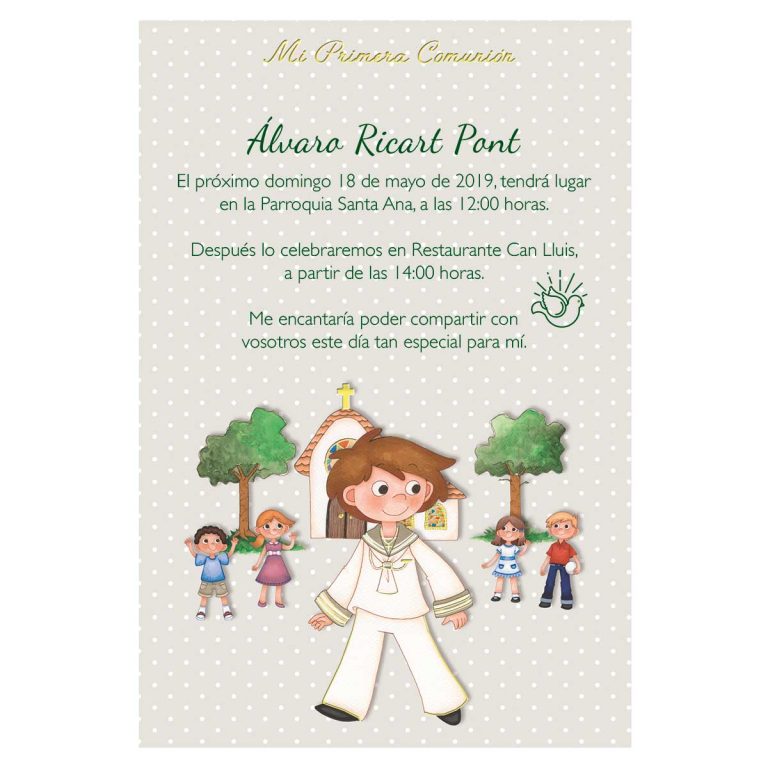 20 Invitaciones Primera Comunión + Sobre Azul 413851