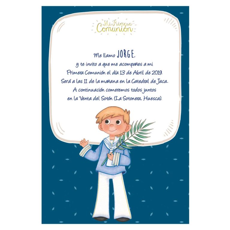 20 Invitaciones Primera Comunión + Sobre Azul 413855