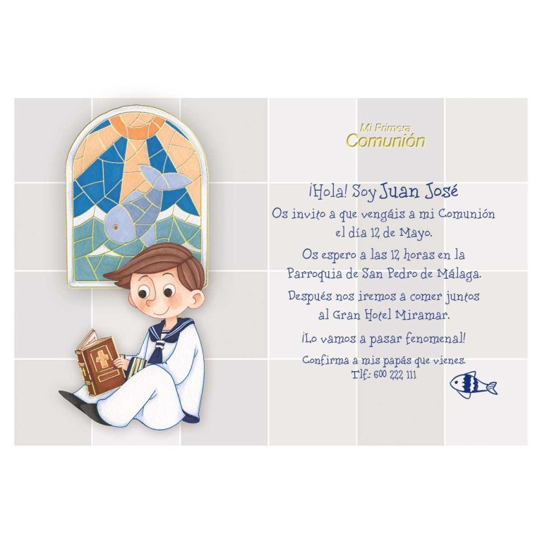 20 Invitaciones Primera Comunión + Sobre Azul 413857