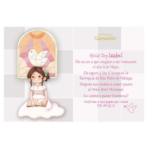20 Invitaciones Primera Comunión + Sobre Rosa 413858