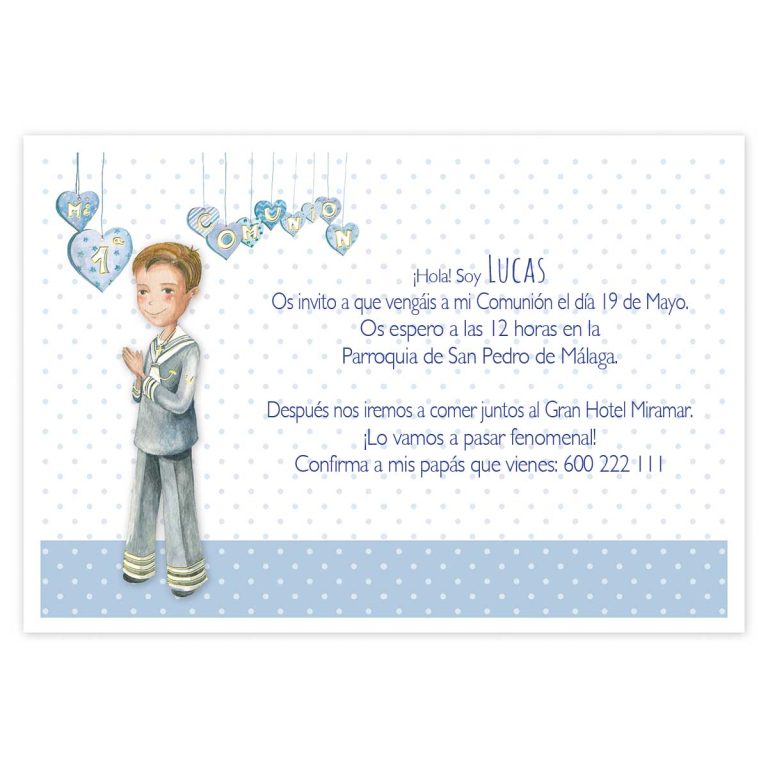 20 Invitaciones Primera Comunión + Sobre Azul 413981