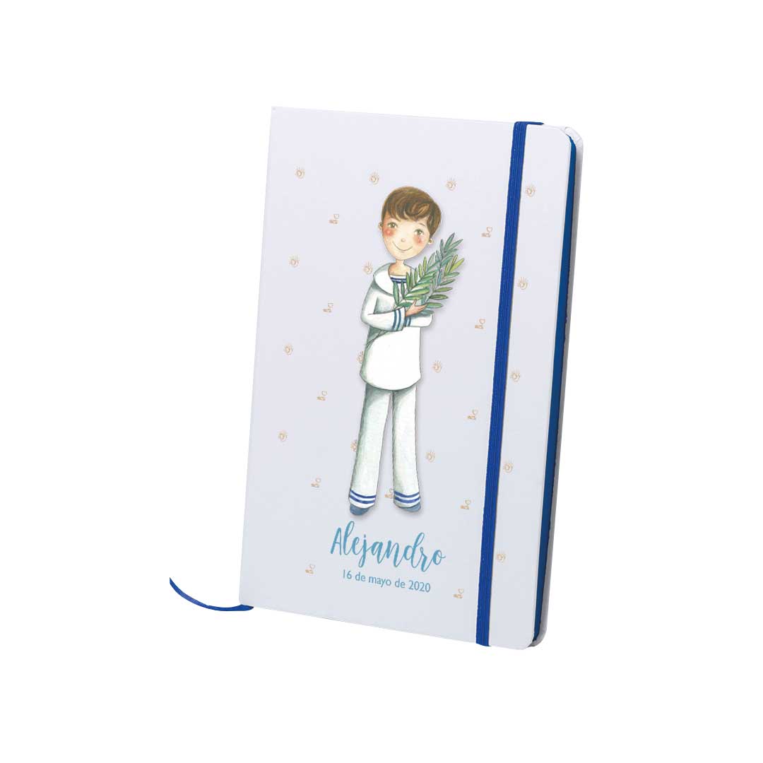 Libreta de Notas Decorada Blanca/Azul