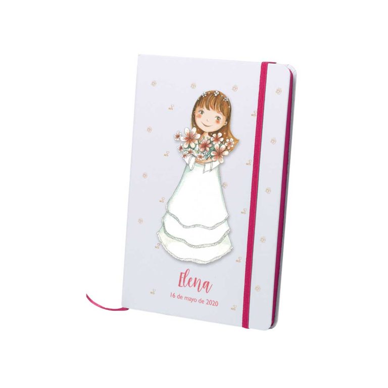 Libreta de Notas Decorada Blanca/Rosa