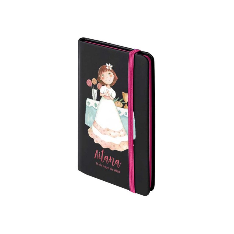 Libreta de Notas Decorada Negra/Rosa